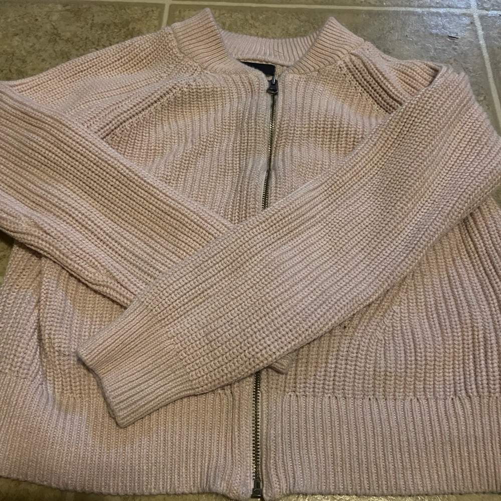 girls light pink zip up sweater